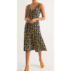 Boden Navy and Yellow Midi Dress